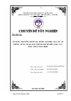 Chuyên đề Áp dụng phương pháp cba đánh giá hiệu quả dự án trồng rừng ngập mặn phòng hộ đê biển khu vực Giao Thủy - Nam Định