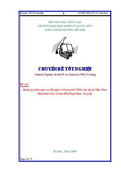 Chuyên đề Đánh giá hiệu quả cơ chế phát triển sạch (CDM) của dự án Nhà Máy Điện Khí Chu Trình Hỗn Hợp Nhơn Trạch I