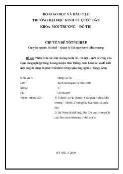 Chuyên đề Phân tích các ảnh hưởng kinh tế - xã hội - môi trường của cụm công nghiệp Tằng Loỏng, huyện Bảo Thắng, tỉnh Lào Cai và đề xuất một số giải pháp để phát triển bền vững cụm công nghiệp Tằng Loỏng