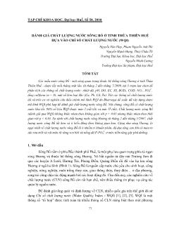 Đánh giá chất lượng nước sông bồ ở tỉnh thừa thiên Huế dựa vào chỉ số chất lượng nước (WQI)