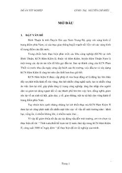 Đồ án Tính toán, thiết kế trạm xử lý nước thải tập trung khu công nghiệp Hàm Kiệm II, công suất 5000 m3 /ngày đêm