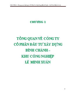 Đồ án Xử lý nước thải tại Công ty cổ phần đầu tư xây dựng Bình Chánh – khu công nghiệp Lê Minh Xuân