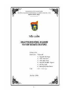 Tiểu luận Phát triển nông nghiệp và vấn đề môi trường