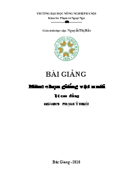 Bài giảng Chọn giống vật nuôi