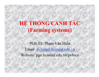 Bài giảng Hệ thống canh tác (Farming Systems)