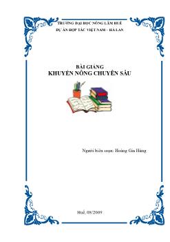 Bài giảng Khuyến nông chuyên sâu