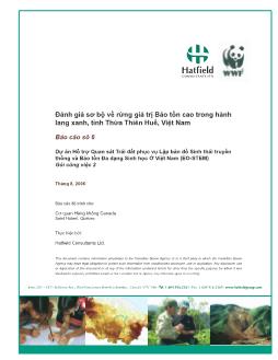 Báo cáo Đánh giá sơ bộ về rừng giá trị Bảo tồn cao trong hành lang xanh, tỉnh Thừa Thiên Huế, Việt Nam (8/2006)