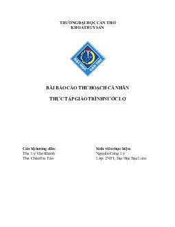 Báo cáo Thực tập giáo trình sản xuất giống nước lợ