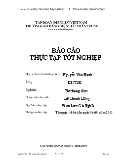 Báo cáo thực tập tại Điện Lực Gia Nghĩa