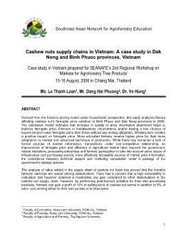 Cashew nuts supply chains in Vietnam: A case study in Dak Nong and Binh Phuoc provinces, Vietnam