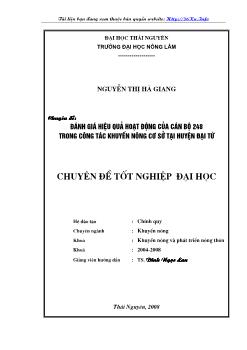 Chuyên đề Đánh giá hiệu quả hoạt động của cán bộ 248 trong công tác khuyến nông cơ sở tại huyện Đại Từ
