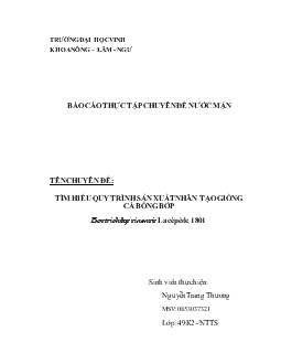 Chuyên đề Tìm hiểu quy trình sản xuất nhân tạo giống cá bống bớp Bostrichthys sinensis Lacépède, 1801