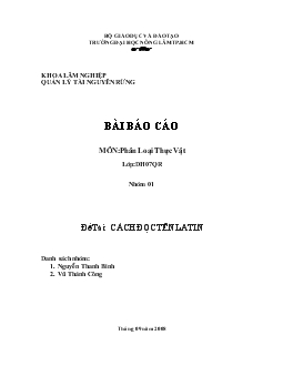 Đề tài Cách đọc tên latin cho thực vật