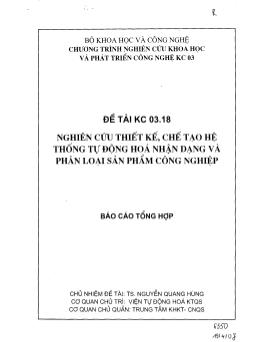 Đề tài Nghiên cứu thiết kế, chế tạo hệ thống tự động hóa nhận dạng và phân loại sản phẩm công nghiệp