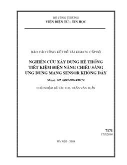 Đề tài Nghiên cứu xây dựng hệ thống tiết kiệm điện năng chiếu sáng ứng dụng mạng sensor không dây