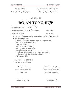 Đồ án Ứng dụng vi điều khiển chế tạo khóa cửa điện tử