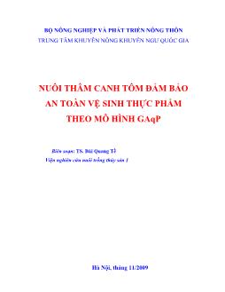 Tài liệu Nuôi thâm canh tôm đảm bảo an toàn vệsinh thực phẩm theo mô hình GAqP