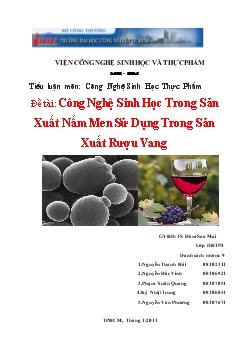 Tiểu luận Công nghệ sinh học trong sản xuất nấm men sử dụng trong sản xuất rượu vang