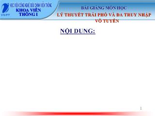 Bài giảng Lý thuyết trải phổ và đa truy nhập vô tuyến - Đa truy nhập vô tuyến trong môi trường pha đinh đa đường và phân tập