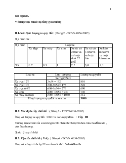 Bài tập lớn Môn kỹ thuật hạ tầng giao thông