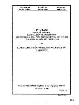Báo cáo Đánh giá diễn biến môi trường nước dưới đất Hải Dương