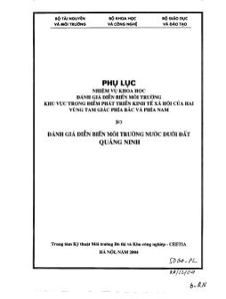 Báo cáo Đánh giá diễn biến môi trường nước dưới đất Quảng Ninh