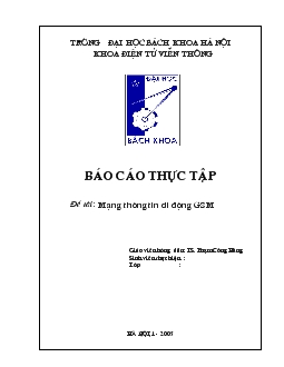 Báo cáo thực tập Mạng thông tin di động GSM