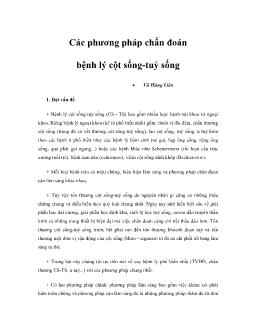 Các phương pháp chẩn đoán bệnh lý cột sống-tuỷ sống