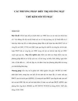 Các phương pháp điều trị sỏi ống mật chủ kèm sỏi túi mật