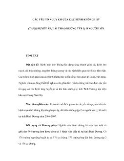 Các yếu tố nguy cơ của các bệnh không lây (tăng huyết áp, đái tháo ðường týp 2) ở người lớn