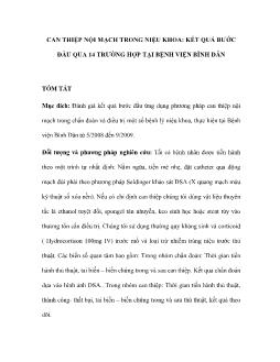 Can thiệp nội mạch trong niệu khoa: kết quả bước đầu qua 14 trường hợp tại bệnh viện bình dân