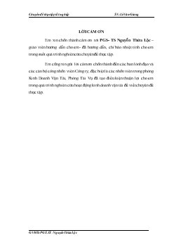 Chuyên đề Thực trạng và một số giải pháp phát triển kinh doanh vận tải của Công ty cổ phần vận tải thuỷ 1