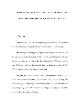 Đánh giá kết quả phẫu thuật lấy thể thủy tinh trong bao cố đinh kính nội nhãn vào củng mạc