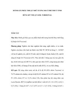 Đánh giá phẫu thuật nhũ tương hoá thể thuỷ tinh dùng kỹ thuật ozil torsional