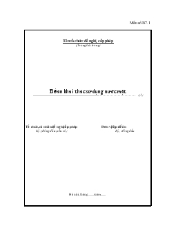 Đề án Hướng dẫn lập khai thác, sử dụng nước mặt