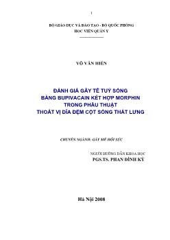 Đề tài Đánh giá gây tê tủy sống bằng bupivacain kết hợp morphin trong phẫu thuật thoát vị đĩa đệm cột sống thắt lưng