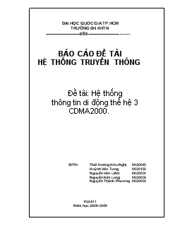 Đề tài Hệ thống thông tin di động thế hệ 3 CDMA2000