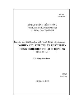 Đề tài Nghiên cứu tiếp thu và phát triển công nghệ điện thoại di động 3G