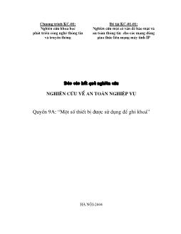 Đề tài Nghiên cứu về an toàn nghiệp vụ - Một số thiết bị được sử dụng để ghi khoá