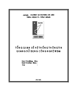 Đề tài Tổng quan về hệ thống thông tin quang sử dụng công nghệ WDM
