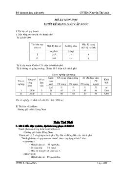 Đồ án Thiết kế mạng lưới cấp nước cho thành phố