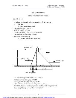 Đồ án Tính toán lực và thấm cho đập