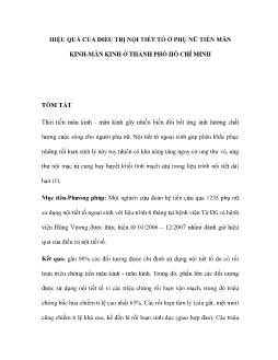 Hiệu quả của điều trị nội tiết tố ở phụ nữ tiền mãn kinh - mãn kinh ở thành phố Hồ Chí Minh