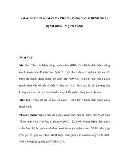 Khảo sát chỉ số mắt cá chân –cánh tay ở bệnh nhân bệnh động mạch vành