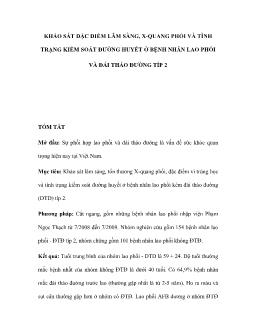 Khảo sát đặc điểm lâm sàng, X-Quang phổi và tình trạng kiểm soát đường huyết ở bệnh nhân lao phổi và đái tháo đường típ 2