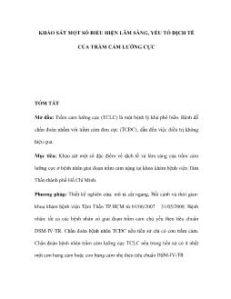 Khảo sát một số biểu hiện lâm sàng, yếu tố dịch tễ của trầm cảm lưỡng cực