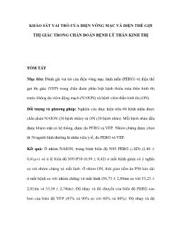 Khảo sát vai trò của điện võng mạc và điện thế gợi thịgiác trong chẩn đoán bệnh lý thần kinh thị