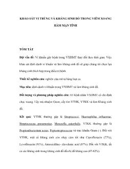 Khảo sát vi trùng và kháng sinh đồ trong viêm xoang hàm mạn tính