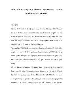 Kiến thức thái độ thực hành của bệnh nhân lao phổi mới có AFB dương tính