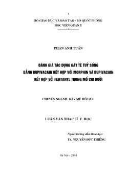 Luận văn Đánh giá tác dụng gây tê tuỷ sống bằng bupivacain kết hợp với morphin và bupivacain kết hợp với fentanyl trong mổ chi dưới